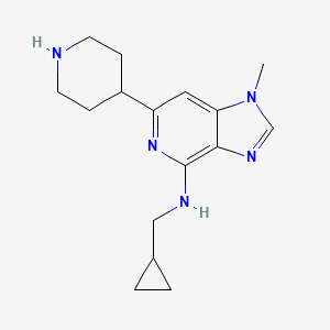 molecular formula C16H23N5 B8262123 N-(Cyclopropylmethyl)-1-methyl-6-(piperidin-4-yl)-1H-imidazo[4,5-c]pyridin-4-amine 