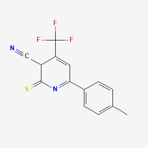 molecular formula C14H9F3N2S B8262176 6-(4-Methylphenyl)-2-sulfanylidene-4-(trifluoromethyl)-2,3-dihydropyridine-3-carbonitrile 