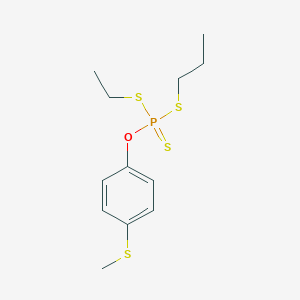 molecular formula C12H19OPS4 B8262202 Ethylsulfanyl-(4-methylsulfanylphenoxy)-propylsulfanyl-sulfanylidene-lambda5-phosphane 
