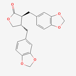 molecular formula C20H18O6 B8262313 2(3H)-Furanone, dihydro-3,4-dipiperonyl-, trans-(-)- CAS No. 580-73-4