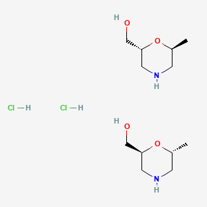 molecular formula C12H28Cl2N2O4 B8262378 [(2S,6R)-6-methylmorpholin-2-yl]methanol;[(2R,6S)-6-methylmorpholin-2-yl]methanol;dihydrochloride 