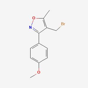 molecular formula C12H12BrNO2 B8262438 Isoxazole, 4-(bromomethyl)-3-(4-methoxyphenyl)-5-methyl- CAS No. 1159981-16-4