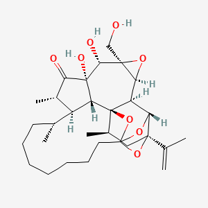 molecular formula C30H44O8 B8262464 16H-1,6:2,6-Diepoxybenz[7,8]oxireno[5,6]azuleno[8,1-bc]oxacyclotridecin-16-one, eicosahydro-16a,17-dihydroxy-17a-(hydroxymethyl)-4,14,15-trimethyl-2-(1-methylethenyl)-, (1R,2R,4R,4aR,6S,14R,14aR,15S,16aS,16bR,17S,17aR,18aS,18bS)- CAS No. 66107-38-8