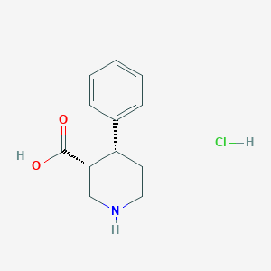 molecular formula C12H16ClNO2 B8262502 3-Piperidinecarboxylic acid, 4-phenyl-, hydrochloride (1:1), (3R,4R)-rel- CAS No. 116140-27-3