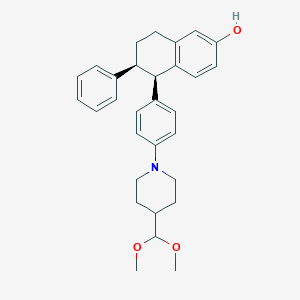 molecular formula C30H35NO3 B8262518 (5R,6S)-5-(4-(4-(Dimethoxymethyl)piperidin-1-yl)phenyl)-6-phenyl-5,6,7,8-tetrahydronaphthalen-2-ol 