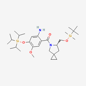 molecular formula C30H54N2O4Si2 B8262528 [2-amino-5-methoxy-4-tri(propan-2-yl)silyloxyphenyl]-[(6S)-6-[[tert-butyl(dimethyl)silyl]oxymethyl]-5-azaspiro[2.4]heptan-5-yl]methanone 
