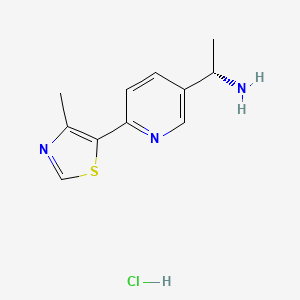molecular formula C11H14ClN3S B8262538 (S)-1-(6-(4-Methylthiazol-5-YL)pyridin-3-YL)ethan-1-amine hcl 