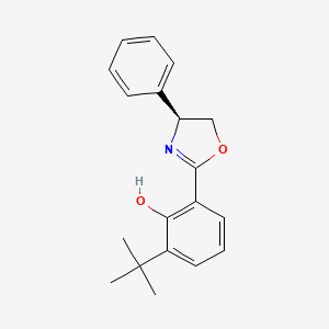 molecular formula C19H21NO2 B8262571 2-[(4S)-4-Phenyl-2-oxazoline-2-yl]-6-tert-butylphenol 