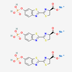 molecular formula C33H24N6Na3O18P3S6 B8262660 4-Thiazolecarboxylic acid, 4,5-dihydro-2-[6-(phosphonooxy)-2-benzothiazolyl]-, trisodium salt, (S)-(9CI) 