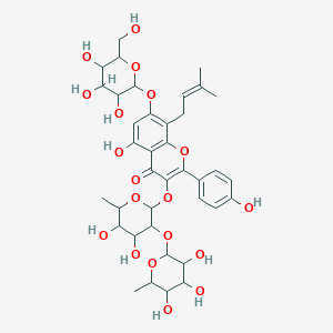 molecular formula C38H48O19 B8262685 3-[4,5-Dihydroxy-6-methyl-3-(3,4,5-trihydroxy-6-methyloxan-2-yl)oxyoxan-2-yl]oxy-5-hydroxy-2-(4-hydroxyphenyl)-8-(3-methylbut-2-enyl)-7-[3,4,5-trihydroxy-6-(hydroxymethyl)oxan-2-yl]oxychromen-4-one 