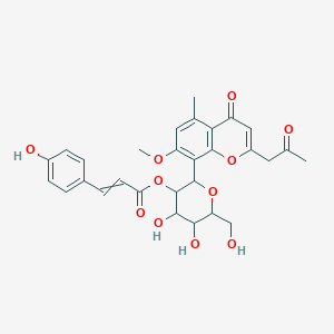 molecular formula C29H30O11 B8262777 [4,5-Dihydroxy-6-(hydroxymethyl)-2-[7-methoxy-5-methyl-4-oxo-2-(2-oxopropyl)chromen-8-yl]oxan-3-yl] 3-(4-hydroxyphenyl)prop-2-enoate 