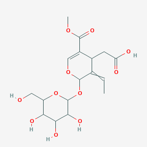molecular formula C17H24O11 B8262815 2-[3-ethylidene-5-methoxycarbonyl-2-[3,4,5-trihydroxy-6-(hydroxymethyl)oxan-2-yl]oxy-4H-pyran-4-yl]acetic acid 