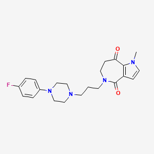 molecular formula C22H27FN4O2 B8262839 1-Methyl-5-[3-[4-(4-fluorophenyl)piperazino]propyl]-1,4,5,6,7,8-hexahydropyrrolo[3,2-c]azepine-4,8-dione 
