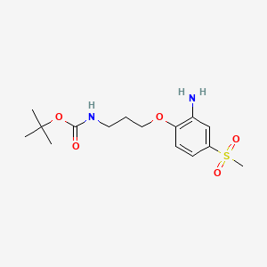 molecular formula C15H24N2O5S B8263015 tert-Butyl (3-(2-amino-4-(methylsulfonyl)phenoxy)propyl)carbamate 