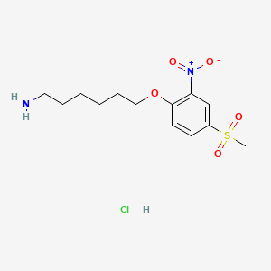 molecular formula C13H21ClN2O5S B8263042 6-(4-(Methylsulfonyl)-2-nitrophenoxy)hexan-1-amine hydrochloride 