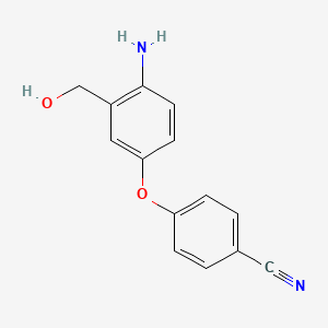 molecular formula C14H12N2O2 B8263299 4-(4-Amino-3-(hydroxymethyl)phenoxy)benzonitrile 