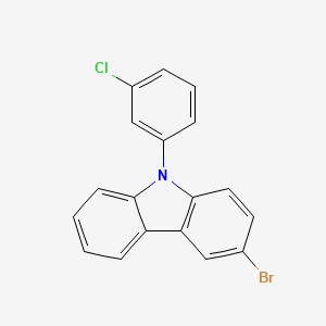 molecular formula C18H11BrClN B8263427 3-Bromo-9-(3-chlorophenyl)-9H-carbazole 