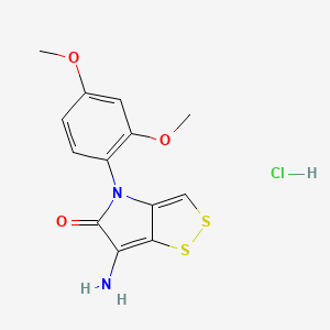 molecular formula C13H13ClN2O3S2 B8263430 6-Amino-4-(2,4-dimethoxyphenyl)-[1,2]dithiolo[4,3-b]pyrrol-5(4H)-one hydrochloride 