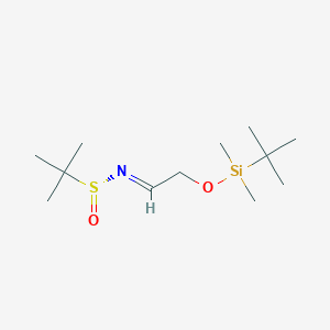 molecular formula C12H27NO2SSi B8263431 (NE,R)-N-[2-[tert-butyl(dimethyl)silyl]oxyethylidene]-2-methylpropane-2-sulfinamide 