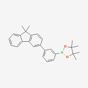 molecular formula C27H29BO2 B8263467 1,3,2-Dioxaborolane, 2-[3-(9,9-dimethyl-9H-fluoren-3-yl)phenyl]-4,4,5,5-tetramethyl- CAS No. 1365692-84-7