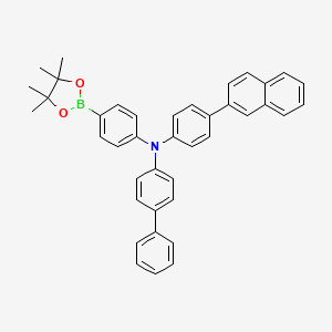 molecular formula C40H36BNO2 B8263504 N-(4-(Naphthalen-2-yl)phenyl)-N-(4-(4,4,5,5-tetramethyl-1,3,2-dioxaborolan-2-yl)phenyl)-[1,1'-biphenyl]-4-amine 
