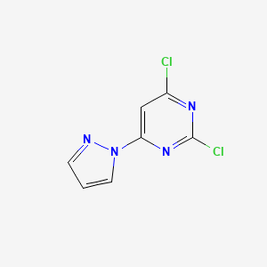 molecular formula C7H4Cl2N4 B8263590 2,4-Dichloro-6-(1H-pyrazol-1-yl)pyrimidine 