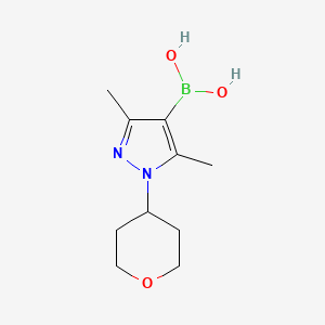 molecular formula C10H17BN2O3 B8263592 [3,5-dimethyl-1-(oxan-4-yl)-1H-pyrazol-4-yl]boronic acid 
