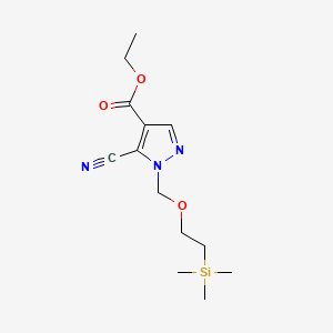 molecular formula C13H21N3O3Si B8263673 Ethyl 5-cyano-1-((2-(trimethylsilyl)ethoxy)methyl)-1H-pyrazole-4-carboxylate 