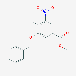 molecular formula C16H15NO5 B8263684 3-BenZyloxy-4-methyl-5-nitro-benZoic acid methyl ester 