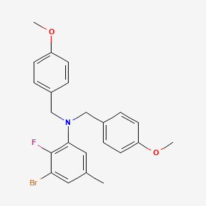 molecular formula C23H23BrFNO2 B8263885 3-bromo-2-fluoro-N,N-bis[(4-methoxyphenyl)methyl]-5-methylaniline 