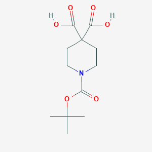 molecular formula C12H19NO6 B8264006 1-[(2-Methylpropan-2-yl)oxycarbonyl]piperidine-4,4-dicarboxylic acid 