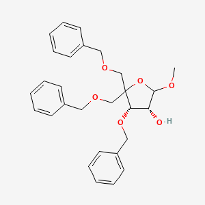 molecular formula C28H32O6 B8264153 (3R,4S)-4-Benzyloxy-5,5-bis(benzyloxymethyl)-2-methoxy-tetrahydrofuran-3-OL 
