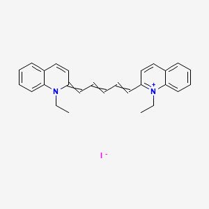 molecular formula C27H27IN2 B8264216 Quinolinium, 1-ethyl-2-(5-(1-ethyl-2(1H)-quinolinylidene)-1,3-pentadienyl)-, iodide 