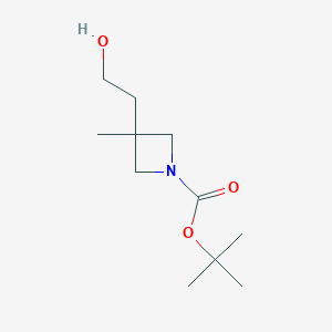molecular formula C11H21NO3 B8264257 tert-Butyl 3-(2-hydroxyethyl)-3-methyl-azetidine-1-carboxylate 