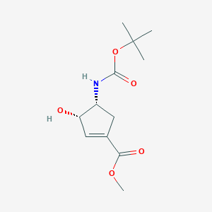 molecular formula C12H19NO5 B8264288 (3S,4R)-4-tert-butoxycarbonylamino-3-hydroxycyclopent-1-enecarboxylic acid methyl ester 