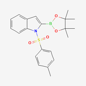 molecular formula C21H24BNO4S B8264298 2-(4,4,5,5-Tetramethyl-1,3,2-dioxaborolan-2-yl)-1-tosyl-1H-indole 