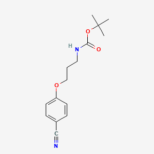 molecular formula C15H20N2O3 B8264465 Tert-butyl N-[3-(4-cyanophenoxy)propyl]carbamate 