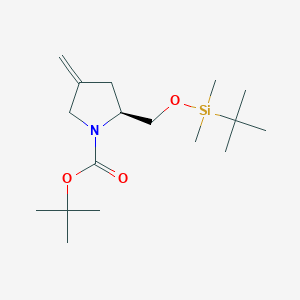 molecular formula C17H33NO3Si B8264755 tert-butyl (2S)-2-[[tert-butyl(dimethyl)silyl]oxymethyl]-4-methylidenepyrrolidine-1-carboxylate 