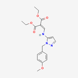molecular formula C19H23N3O5 B8264927 diethyl ({[1-(4-methoxybenzyl)-1H-pyrazol-5-yl]amino}methylidene)propanedioate 