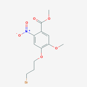 molecular formula C12H14BrNO6 B8265023 Methyl 4-(3-bromopropoxy)-5-methoxy-2-nitrobenzoate CAS No. 343308-49-6