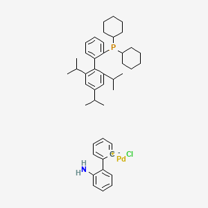 molecular formula C45H59ClNPPd B8265065 (2'-Aminobiphenyl-2-yl)(chloro)[dicyclohexyl(2',4',6'-triisopropylbiphenyl-2-yl)phosphoranylidene]palladium 