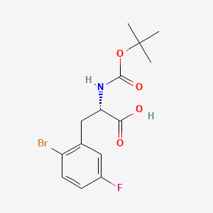 molecular formula C14H17BrFNO4 B8265071 (S)-3-(2-Bromo-5-fluorophenyl)-2-((tert-butoxycarbonyl)amino)propanoic acid 