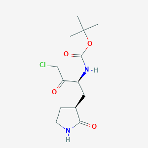 molecular formula C13H21ClN2O4 B8265176 tert-Butyl ((S)-4-chloro-3-oxo-1-((S)-2-oxopyrrolidin-3-yl)butan-2-yl)carbamate 