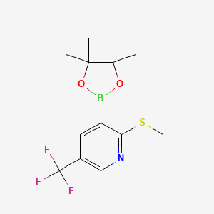 molecular formula C13H17BF3NO2S B8265263 2-(Methylthio)-3-(4,4,5,5-tetramethyl-1,3,2-dioxaborolan-2-yl)-5-(trifluoromethyl)pyridine 
