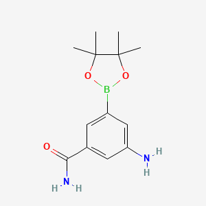 molecular formula C13H19BN2O3 B8265289 3-Amino-5-(4,4,5,5-tetramethyl-1,3,2-dioxaborolan-2-yl)benzamide 