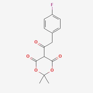 molecular formula C14H13FO5 B8265419 5-(2-(4-Fluorophenyl)acetyl)-2,2-dimethyl-1,3-dioxane-4,6-dione 