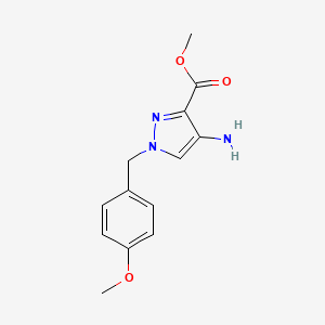 molecular formula C13H15N3O3 B8265559 Methyl 4-amino-1-[(4-methoxyphenyl)methyl]pyrazole-3-carboxylate 