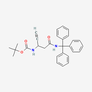 molecular formula C29H30N2O3 B8266115 Tert-butyl (5-oxo-5-(tritylamino)pent-1-YN-3-YL)carbamate 