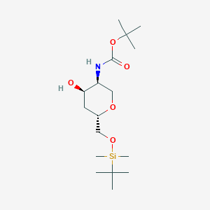 molecular formula C17H35NO5Si B8266235 tert-butyl ((3S,4R,6S)-6-(((tert-butyldimethylsilyl)oxy)methyl)-4-hydroxytetrahydro-2H-pyran-3-yl)carbamate 