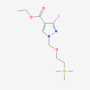 molecular formula C12H21IN2O3Si B8266309 3-碘-1-[{2-(三甲基甲硅烷基)乙氧基}甲基]-1H-吡唑-4-羧酸乙酯 CAS No. 827316-45-0